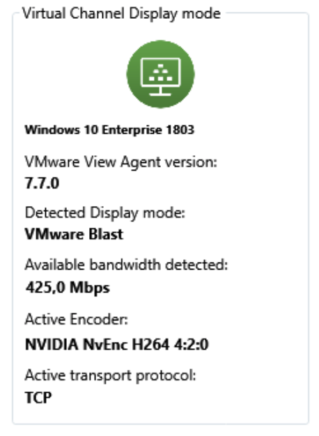 Preview RDanalyzer Detect Display mode for VMware